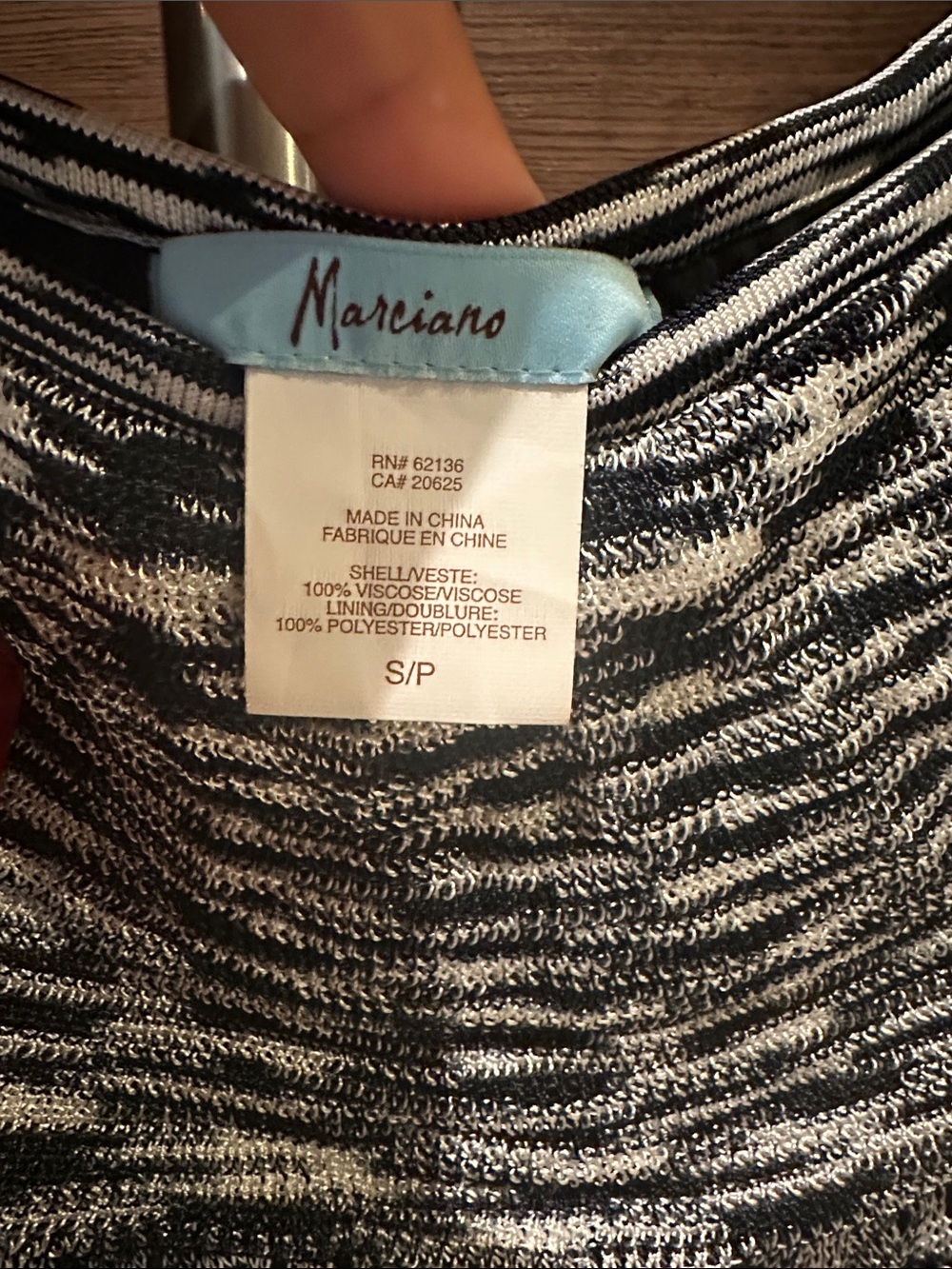 Marciano Black & White Striped Crewneck Sweater